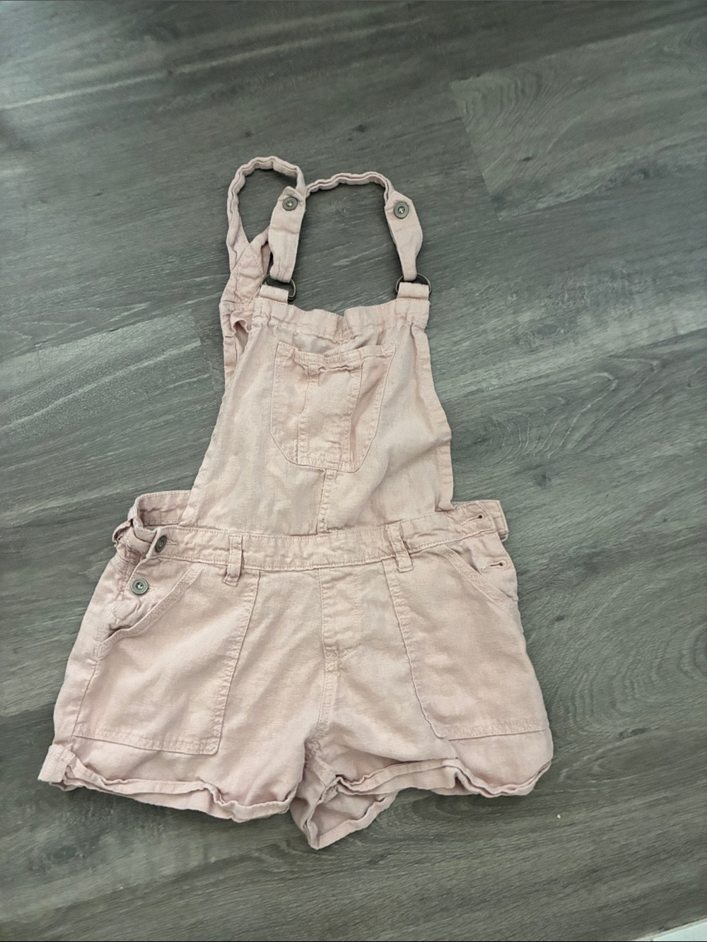 Girls Light Pink Short Overalls Romper with Front Bib